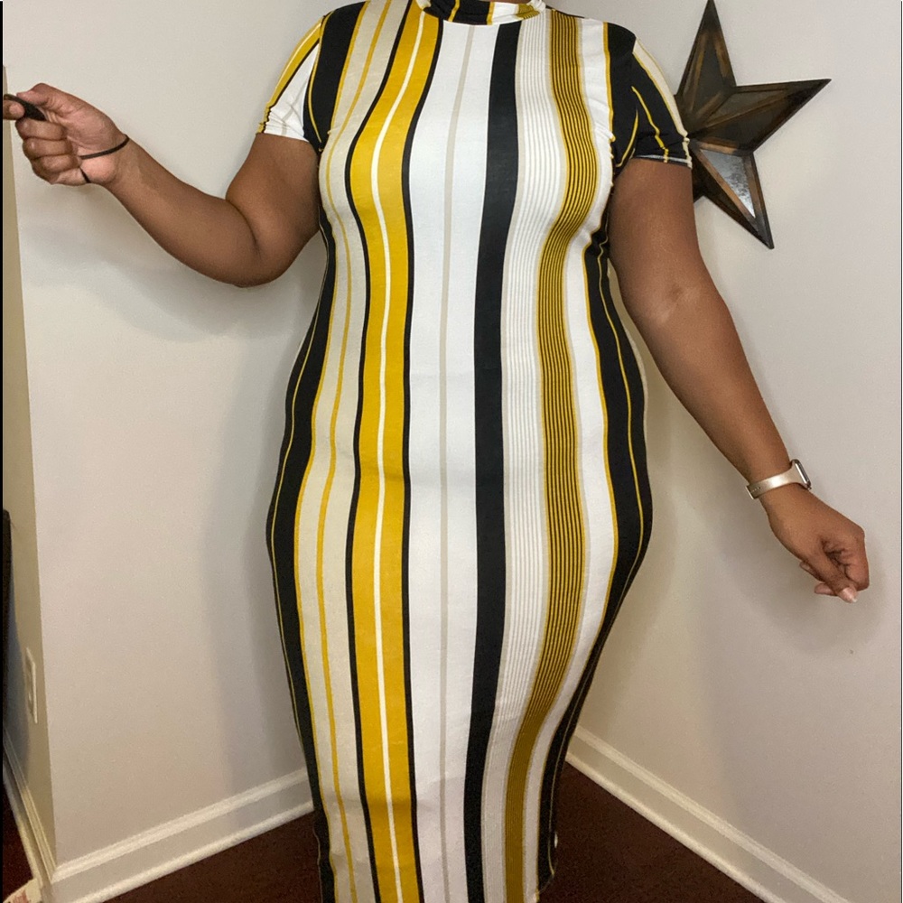 Linear Striped Midi Dress